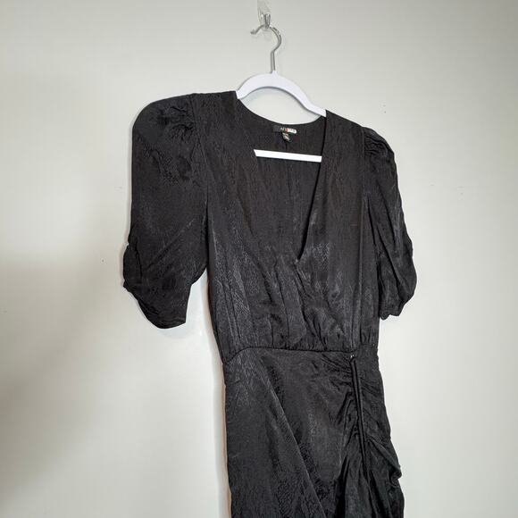AFRM Nile Black Snake Jacquard Ruched Maxi Dress Women Size XS - Picture 3 of 11